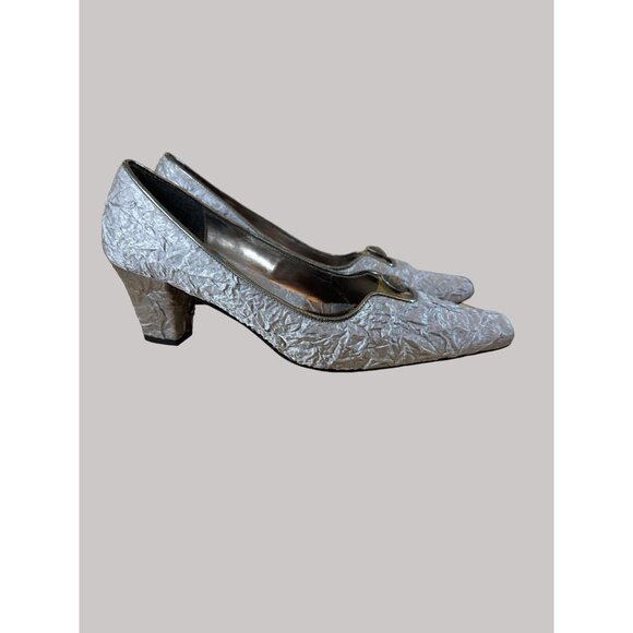 J. Renee Women's Silver Fabric Textured Heels Size 11 - Picture 9 of 14